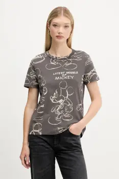 Desigual tricou din bumbac MICKEY SKETCH culoarea gri, 25WWTK03 imagine