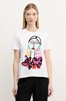 Desigual tricou din bumbac MISURI femei, culoarea alb, 25SWTKA9 imagine