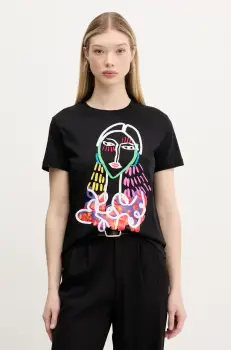 Desigual tricou din bumbac MISURI femei, culoarea negru, 25SWTKA9 imagine