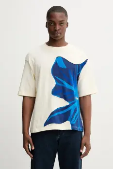 Desigual tricou din bumbac PANCHO culoarea bej, cu model, 25WMTK01 imagine