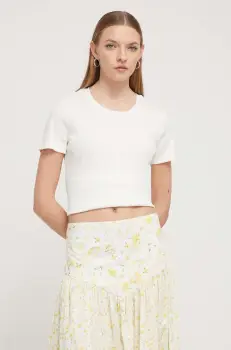 Desigual tricou femei, culoarea bej imagine