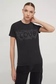 Desigual tricou femei, culoarea negru imagine