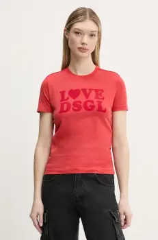 Desigual tricou LOVE DSGL femei, culoarea rosu, 25SWTK10 imagine