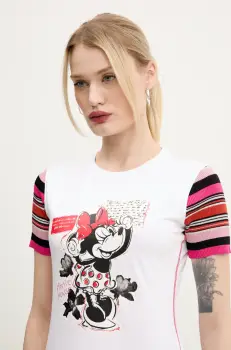 Desigual tricou MINNIE femei, culoarea alb, 25SWTK39 imagine