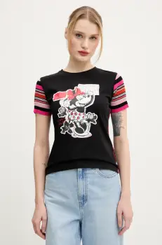 Desigual tricou MINNIE femei, culoarea negru, 25SWTK39 imagine