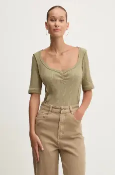 Desigual tricou PICA femei, culoarea verde, 24WWTK81 imagine