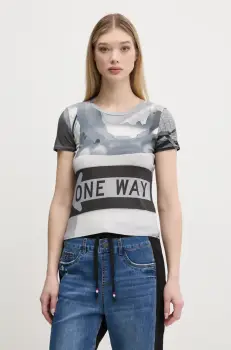 Desigual tricou POTOMAC femei, culoarea gri, 25SWTKA0 imagine