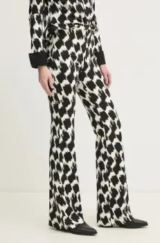 DIANE VON FURSTENBERG pantaloni femei, culoarea negru, evazati, high waist, DVFPL4S002 imagine