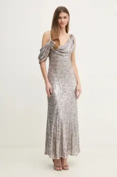 DIANE VON FURSTENBERG rochie culoarea argintiu, maxi, evazati, DVFGL4S010 imagine