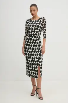 DIANE VON FURSTENBERG rochie culoarea bej, midi, mulata, DVFDL4S038 imagine