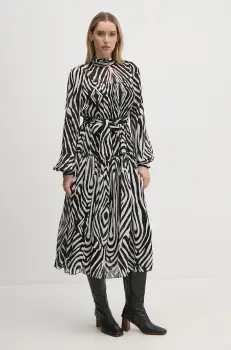 DIANE VON FURSTENBERG rochie culoarea negru, midi, evazati, DVFDL3S002 imagine