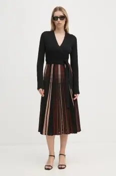 DIANE VON FURSTENBERG rochie culoarea negru, midi, evazati, DVFDR3S007 imagine