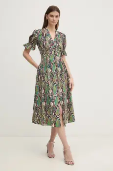 DIANE VON FURSTENBERG rochie culoarea negru, midi, evazati, DVFDS4S002 imagine