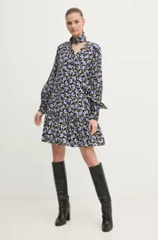 DIANE VON FURSTENBERG rochie culoarea negru, mini, evazati, DVFDL4S045 imagine