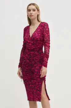 DIANE VON FURSTENBERG rochie culoarea roz, mini, mulata, DVFDL3S004 imagine