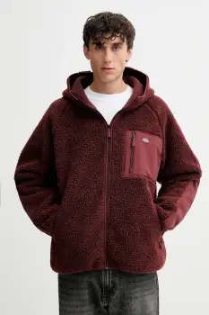 Dickies hanorac fleece culoarea rosu, cu gluga, uni, DK0A87NV imagine