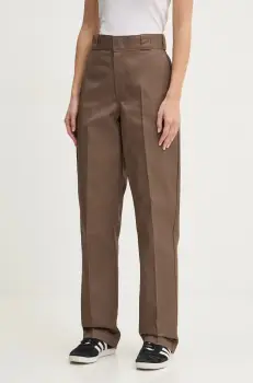 Dickies pantaloni 874 femei, culoarea maro, drept, high waist imagine