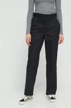 Dickies pantaloni 874 femei, culoarea negru, drept, high waist imagine