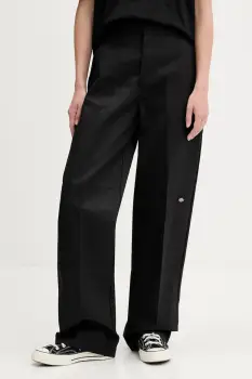 Dickies pantaloni culoarea negru, lat, high waist, DK0DW283BLK1 imagine