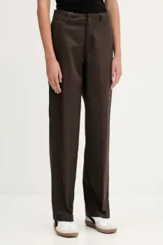 Dickies pantaloni de bumbac culoarea maro, lat, high waist, DK0A87PL imagine