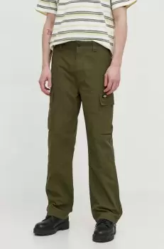 Dickies pantaloni de bumbac EAGLE BEND culoarea verde, cu fason cargo, DK0A4X9X imagine