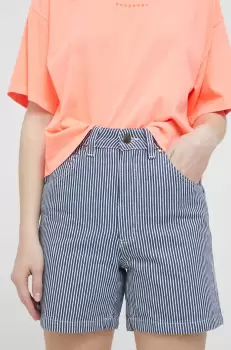 Dickies pantaloni scurti din bumbac culoarea albastru marin, modelator, high waist imagine