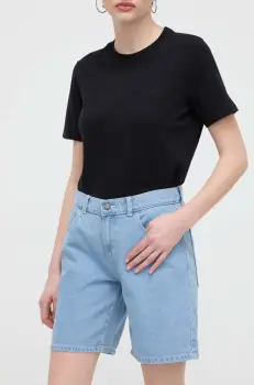 Dickies pantaloni scurti jeans HERNDON SHORT W femei, neted, high waist, DK0A4YSG imagine