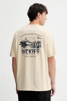 Dickies tricou din bumbac culoarea bej, cu imprimeu, DK0A87QJ imagine