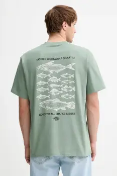 Dickies tricou din bumbac culoarea verde, cu imprimeu, DK0A87QG imagine