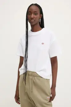 Dickies tricou din bumbac OAKPORT femei, culoarea alb, DK0A4Y8L imagine
