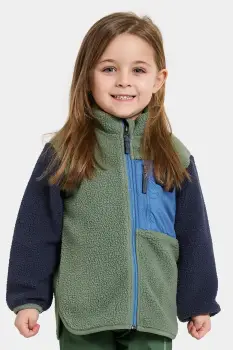 Didriksons bluza ANTEN KIDS FULLZIP culoarea verde, cu gluga, uni, 505906 imagine