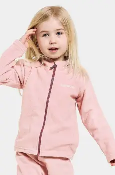 Didriksons bluza copii MONTE KIDS FULLZIP culoarea roz, neted imagine