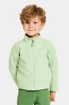 Didriksons bluza copii MONTE KIDS FULLZIP culoarea verde, neted imagine