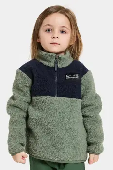 Didriksons bluza GOSIG KIDS HALFZIP culoarea verde, uni, 505536 imagine