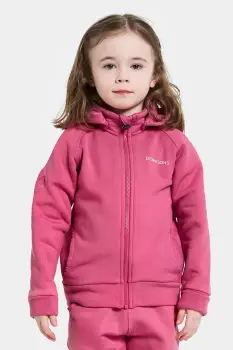 Didriksons bluza SILJAN KIDS FZ culoarea roz, cu gluga, uni, 505900 imagine