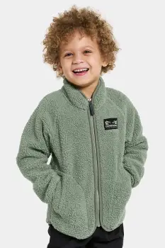Didriksons hanorac fleece GIBBS KIDS FULLZIP 2 culoarea verde, uni, 505577 imagine