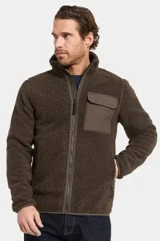 Didriksons hanorac fleece PETER culoarea maro, uni, 505884 imagine