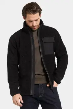 Didriksons hanorac fleece PETER culoarea negru, uni, 505884 imagine