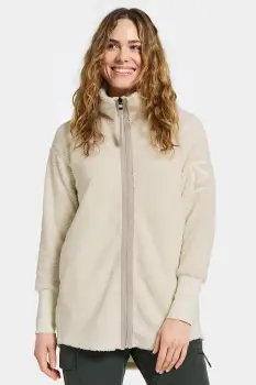 Didriksons hanorac fleece SALLY culoarea bej, uni, 505165 imagine