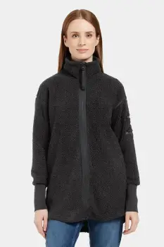 Didriksons hanorac fleece SALLY culoarea negru, uni, 505165 imagine