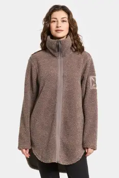 Didriksons hanorac fleece UMI culoarea maro, uni, 505941 imagine