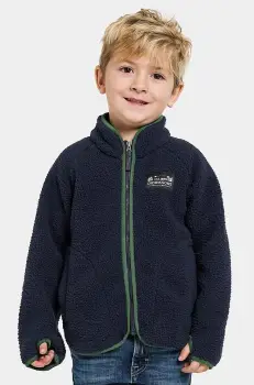 Didriksons hanorac polar pentru copii GIBBS KIDS FULLZIP culoarea albastru marin, neted, 505577 imagine