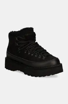 Diemme botine din nubuc Sesto Shearling culoarea negru, cu platforma, izolat, DI23FWSEW-I01X060BLK imagine