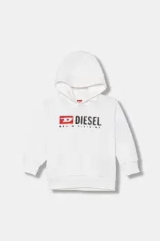 Diesel bluza copii SDROPSHOOD OVER SWEAT-SHIRT culoarea alb, cu gluga, cu imprimeu, J02485 imagine