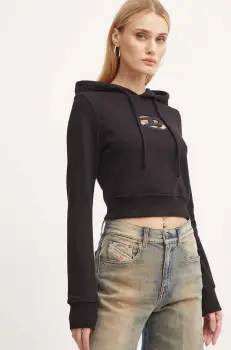 Diesel bluza F-SLIMMY-HOOD-OD femei, culoarea negru, cu gluga, cu imprimeu, A15714.0GRAC imagine