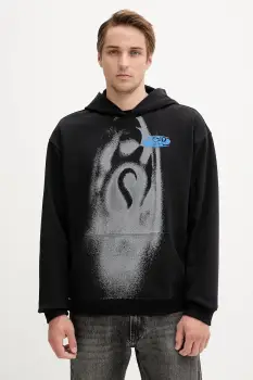 Diesel bluza S-BOXT-HOOD-T3 culoarea negru, cu gluga, cu imprimeu, A19430.0HYAT imagine