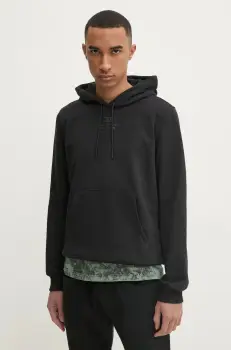 Diesel bluza S-GINN-HOOD-R3 SWEAT-SHIRT barbati, culoarea negru, cu gluga, cu imprimeu, A16425.0HYAT imagine