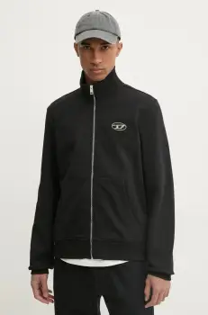 Diesel bluza S-GINNI-ZIP-OD SWEAT-SHIRT barbati, culoarea negru, cu imprimeu, A11439.0BMBJ imagine