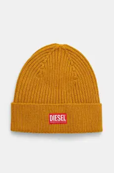 Diesel caciula de lana culoarea portocaliu, de lana, din tesatura neteda imagine