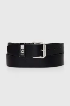 Diesel curea de piele barbati, culoarea negru imagine